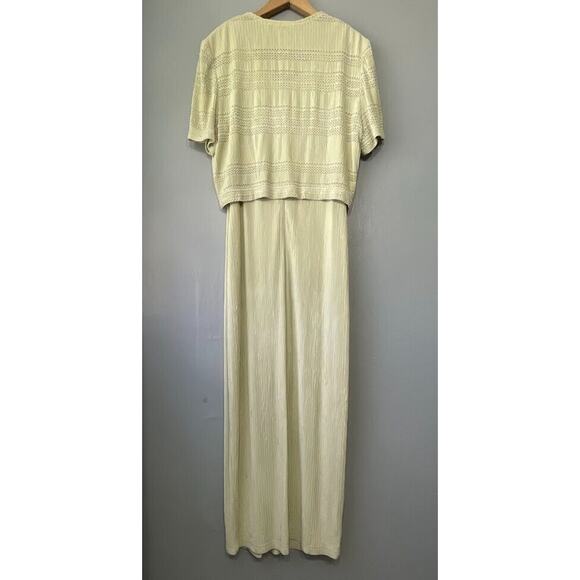 Vintage Joseph Ribkoff Size 12 Ivory Stretch Maxi Dress Jacket Set Artsy Chic - Picture 4 of 9